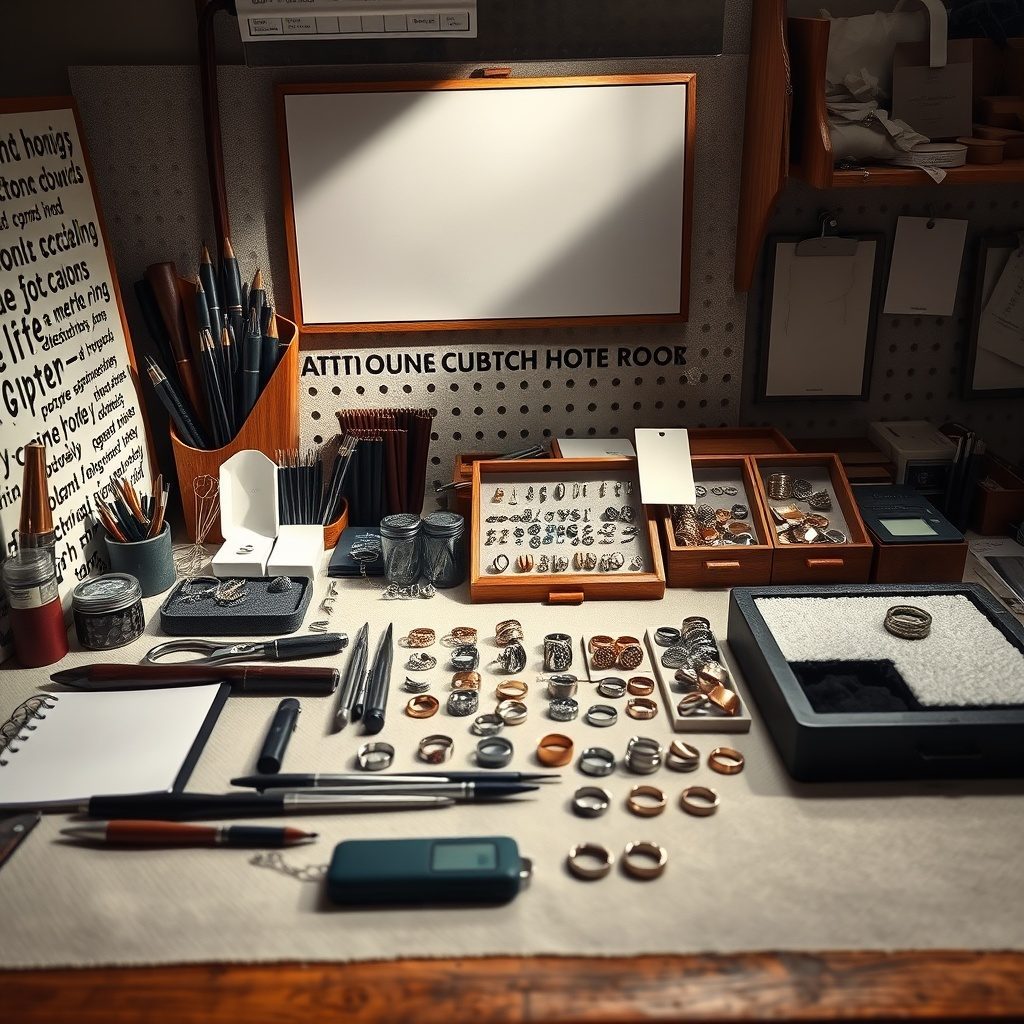 Custom rings on a jewelry bench