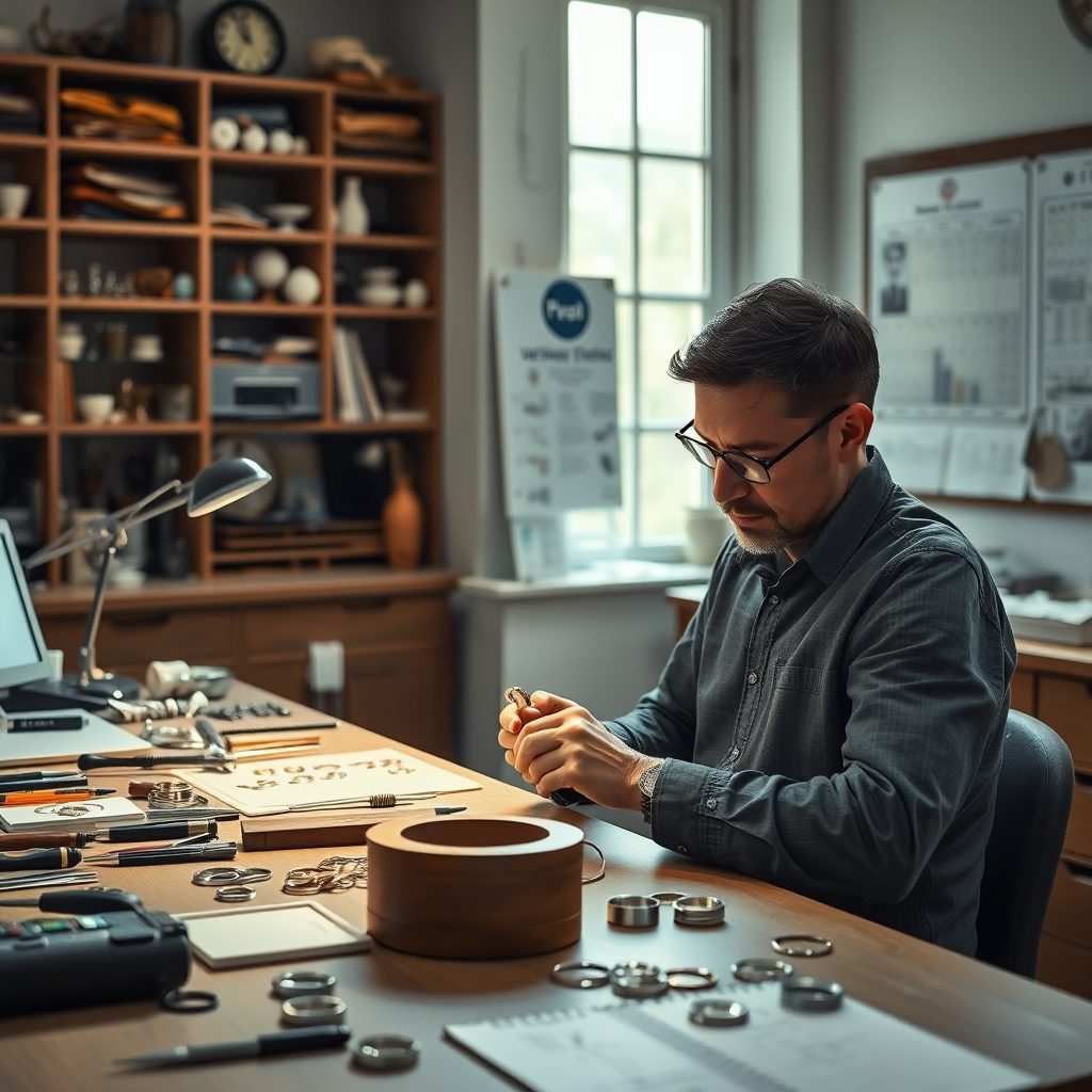 Jewelry bench with tools and materials